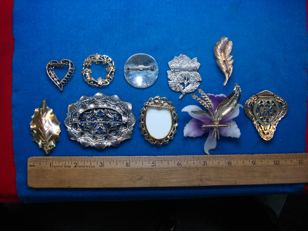 Vintage Costume Pin Lot of 10 - Unique & Usable Estate Pins