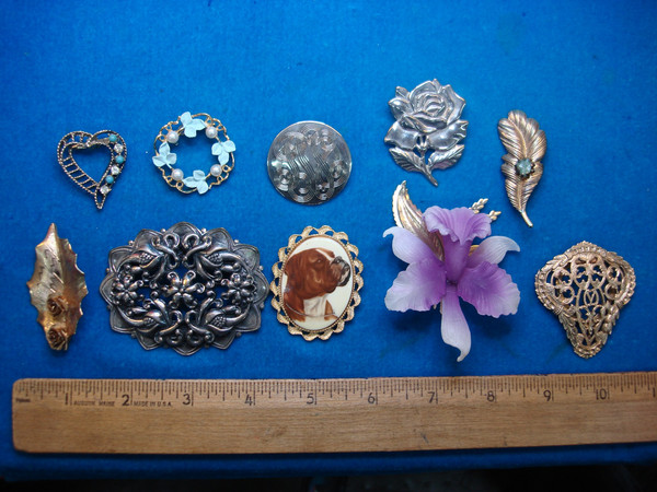 Vintage Costume Pin Lot of 10 - Unique & Usable Estate Pins