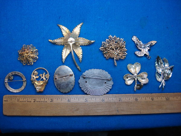 Estate Jewelry Collection: 10 Unique Costume Pins - Vintage Flair for Outfits & Bags