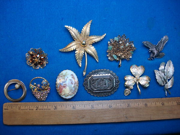 Estate Jewelry Collection: 10 Unique Costume Pins - Vintage Flair for Outfits & Bags
