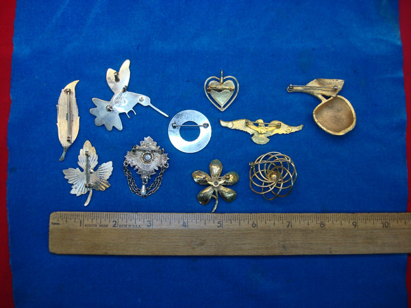 Vintage Costume Pin Lot of 10 - Unique & Usable Pieces for Collectors