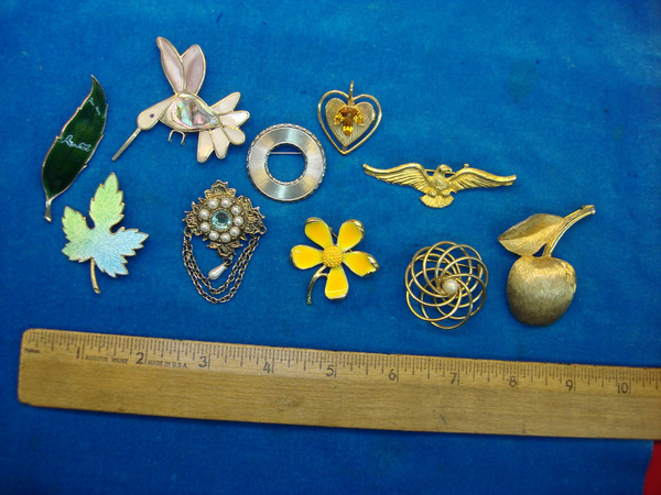 Vintage Costume Pin Lot of 10 - Unique & Usable Pieces for Collectors