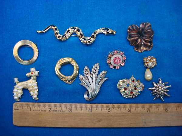 Vintage Costume Pin Set of 10 - Unique & Usable Designs