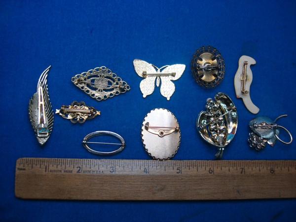Vintage Costume Pin Lot of 10 - Unique & Usable Estate Jewelry