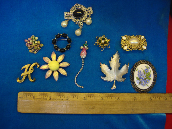 10 Unique Costume Pins - Variety Lot - Fashion Jewelry Accessories