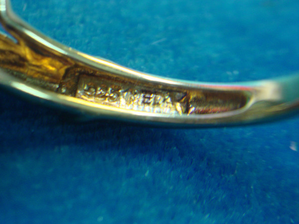 Sterling Silver Ring with Gold Vermeil & Brilliants | Size 10