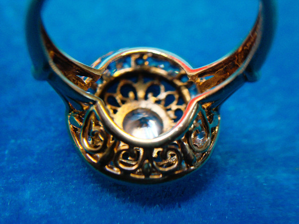 Sterling Silver Ring with Gold Vermeil & Brilliants | Size 10