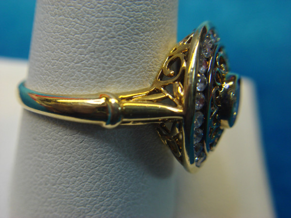 Sterling Silver Ring with Gold Vermeil & Brilliants | Size 10