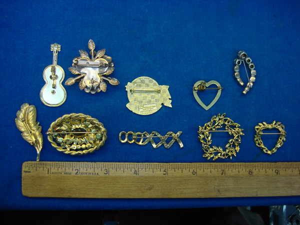 Vintage Costume Pin Lot of 10 | Unique & Usable Estate Jewelry Accessories