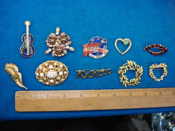 Vintage Costume Pin Lot of 10 | Unique & Usable Estate Jewelry Accessories