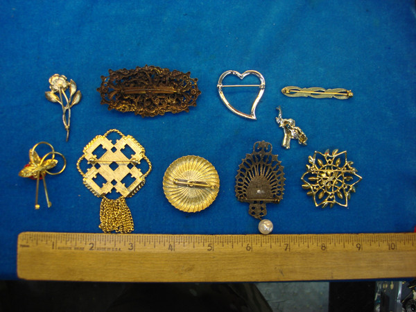 Vintage Estate Jewelry Lot of 10 Unique Pins - Mix & Match Styles