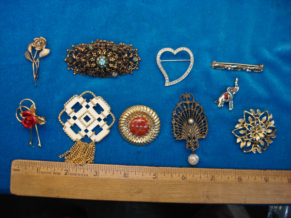 Vintage Estate Jewelry Lot of 10 Unique Pins - Mix & Match Styles