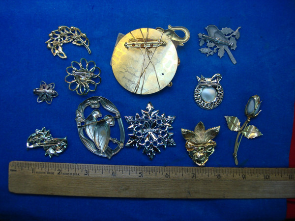 Vintage Costume Pin Lot of 10 - Unique & Usable Designs