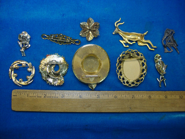 Vintage Costume Pin Set of 10 - Unique & Usable Pins