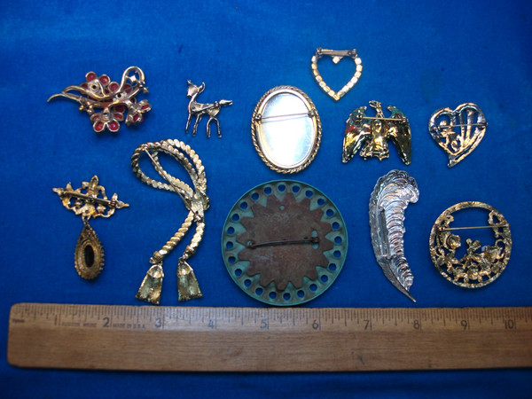 Vintage Estate Jewelry Pin Lot of 10 - Unique & Usable Designs
