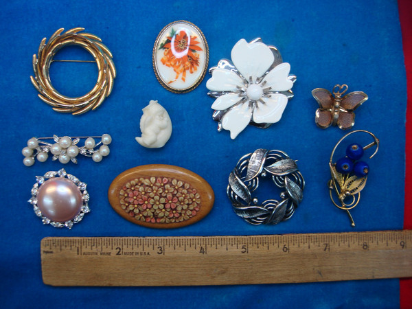 Vintage Sports Themed Costume Pin Set of 10 - Estate Jewelry Lot