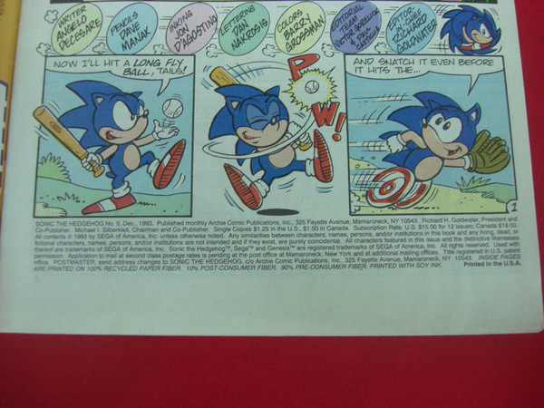 Sonic the Hedgehog #5 Olympic Trial and Error (Dec 1993) Archie Adventure Comic - Nice Condition