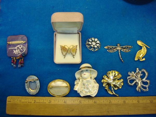 Vintage Estate Jewelry Pin Lot of 10 - Unique & Usable Designs