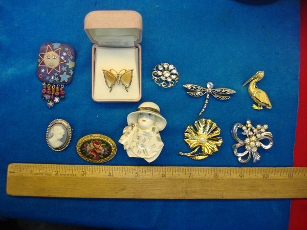 Vintage Estate Jewelry Pin Lot of 10 - Unique & Usable Designs