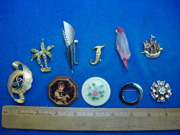 Vintage Costume Pin Set of 10 - Unique & Usable Estate Jewelry Finds
