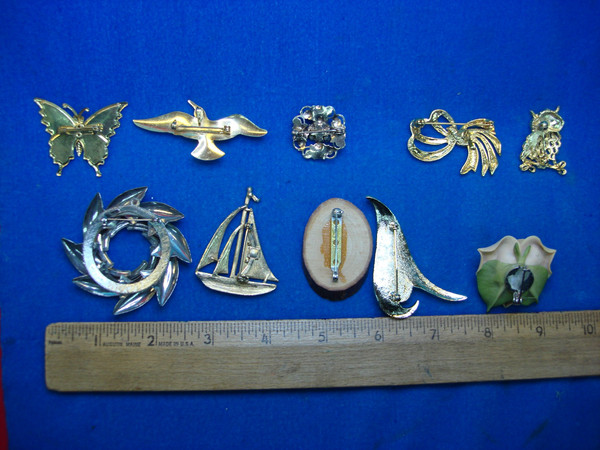 Vintage Costume Pin Lot of 10 - Unique & Usable Designs, Perfect for Collectors