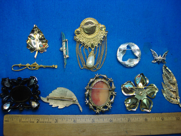 Vintage Estate Jewelry Lot of 10 Unique Pins - Collectible Costume Jewelry Gifts