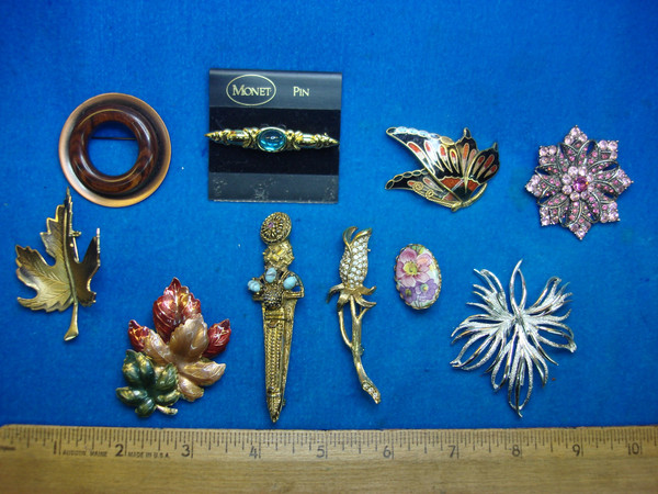 Vintage Costume Pin Lot of 10 - Unique & Collectible Pins for Jewelry