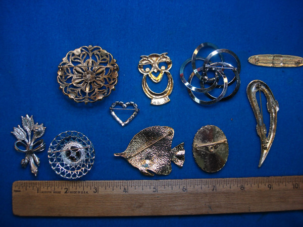 Vintage Estate Jewelry Pin Lot of 10 - Unique & Usable Collectible Pins