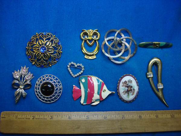 Vintage Estate Jewelry Pin Lot of 10 - Unique & Usable Collectible Pins