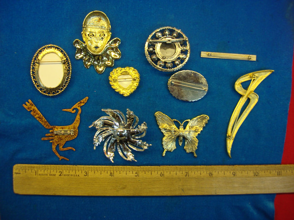 Estate Jewelry Lot of 10 Unique & Usable Costume Pins - Vintage Pin Collection
