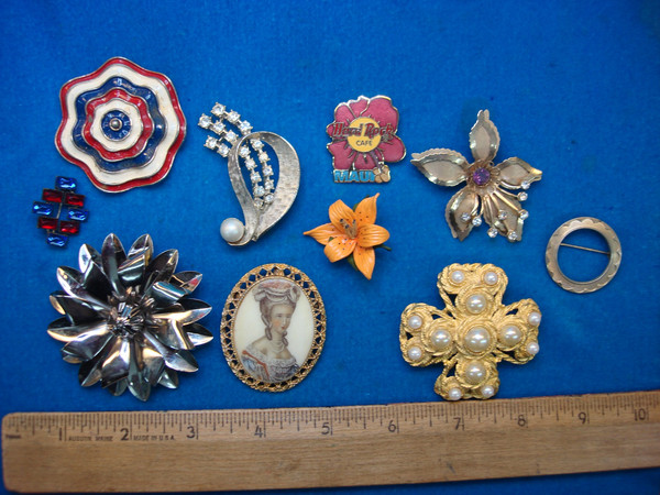 Vintage Estate Jewelry Lot: 10 Unique Costume Pins - Collectors' Items