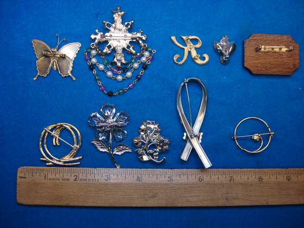 Vintage Estate Jewelry Lot of 10 Unique Costume Pins