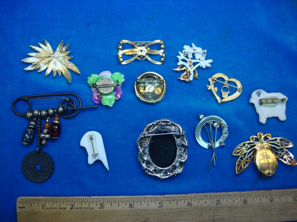 Estate Jewelry Lot: 10 Unique & Usable Costume Pins