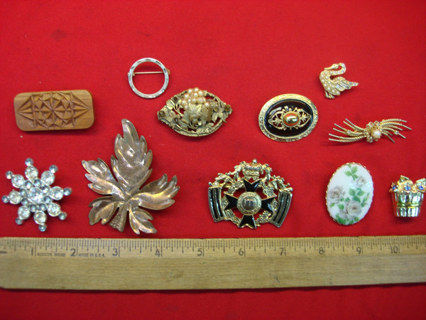 Vintage Costume Pin Lot of 10 - Unique & Collectible Pins for Jackets, Hats & Bags