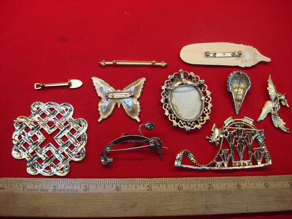 Vintage Costume Pin Lot of 10 - Unique & Usable Estate Jewelry Finds