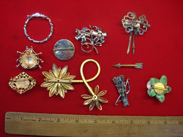Vintage Costume Pin Lot of 10 - Unique & Usable Designs
