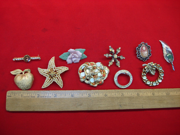 Vintage Costume Pin Collection (10 pcs) - Unique Designs & Styles