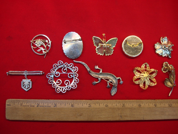 Vintage Costume Pin Lot of 10 | Unique & Usable Pins from Different Eras