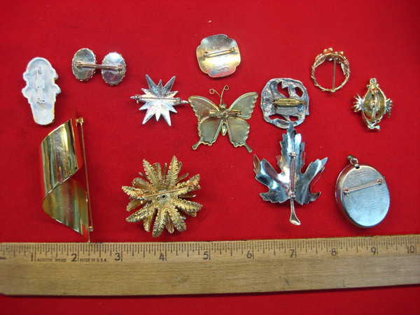 Vintage Costume Pin Lot of 10 - Unique & Usable Estate Jewelry