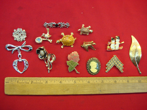 Vintage Estate Jewelry Lot of 10+ Unique Pins - Mix & Match Fashion Accessories