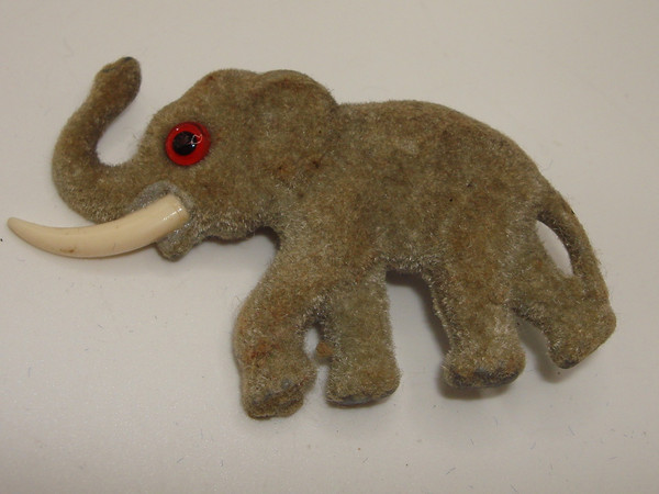 Vintage Flocked Elephant Pin by Wagner Kuntzler Schultz (1940s-50s West Germany)