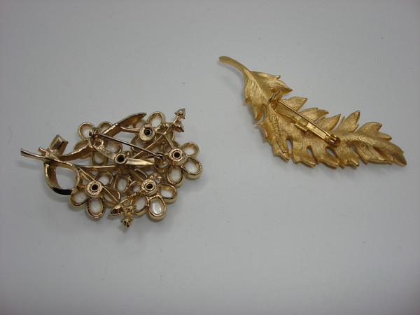 Vintage Coro Brooches (1960s-70s) - Gold Tone Leaf & Floral Designs