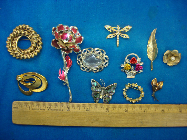 Vintage Costume Pin Lot of 10 - Estate Jewelry, Mix & Match Styles