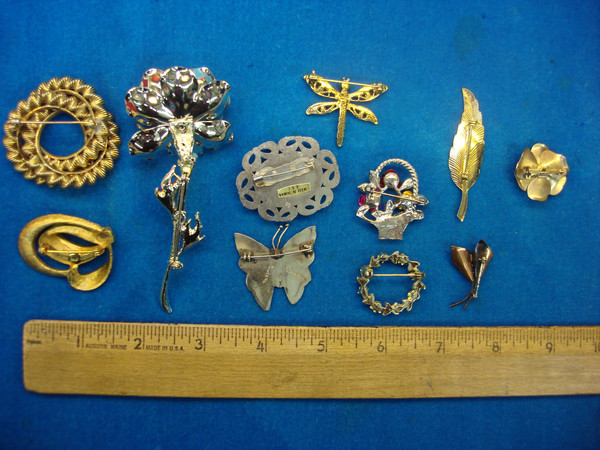 Vintage Costume Pin Lot of 10 - Estate Jewelry, Mix & Match Styles