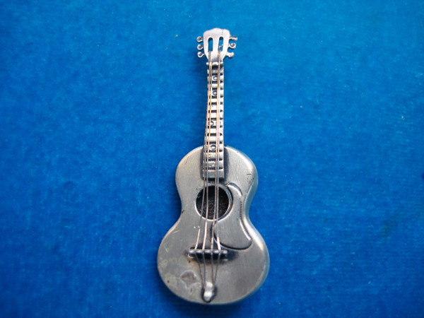 Vintage Beau Sterling Silver Folk Guitar Pin - Unique Musical Jewelry
