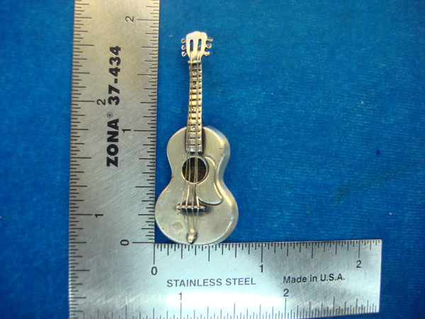 Vintage Beau Sterling Silver Folk Guitar Pin - Unique Musical Jewelry