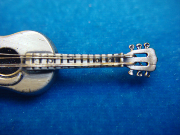Vintage Beau Sterling Silver Folk Guitar Pin - Unique Musical Jewelry