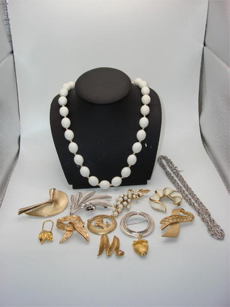 Vintage Crown Trifari Jewelry Lot of 12 - Estate Find! Necklace, Earrings & More!