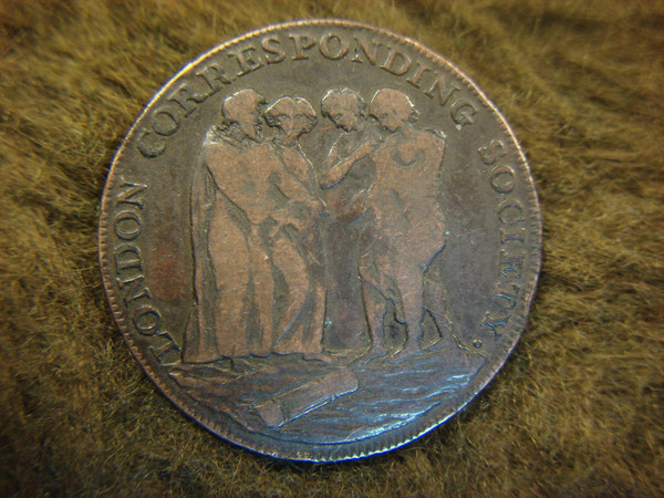 Antique 1795 Great Britain London Corresponding Society Half Penny Token - Historical Copper Artifact