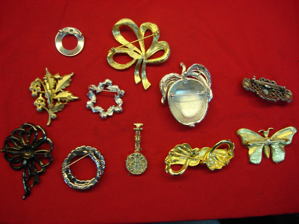 Vintage Costume Pin Lot of 10 - Unique & Usable Estate Jewelry